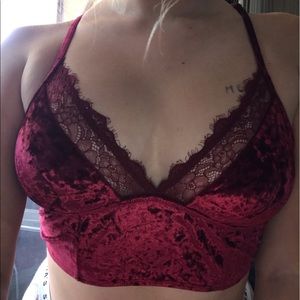 velvet maroon bralette/ crop